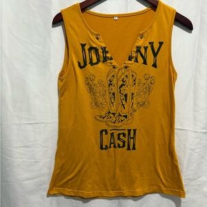 Country Road Gold Sleeveless Graphic Tank Top